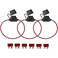 KOLACEN Automotive Fuse Holder, 3pcs In-Line 16 Gauge, 6pcs Standard Fuse 10A, ROHS Compliant, IEC 60269
