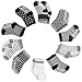 YOHOOLYO Baby Socks 10 Pairs Assorted Non Skid Cotton Socks 16-36 Months Walker Boys Girls Toddler Anti Slip Stretch Knit Stripes Star Sneakers Crew Socks