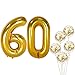 Gold 60 Balloon Numbers with Gold Confetti Balloons - Large, 40 Inch | Gold Confetti Balloon for 60th Birthday Decorations | 60 Number Balloons for 60 Birthday Decorations, 60 Anniversary Decorations
