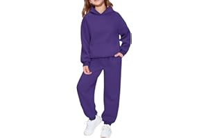 Girls Boys 2 Piece Fleece T𝐫acksuit Zip Hood Athletic Sweatsuit Sweatshirt Jogger Sweatpant Clothes (Purple, 2-3 Years)