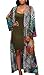 Yayu Womens Fashion Kimono Print Fashion Long Sleeve Leisure Long Baggy Cardigan Green XS