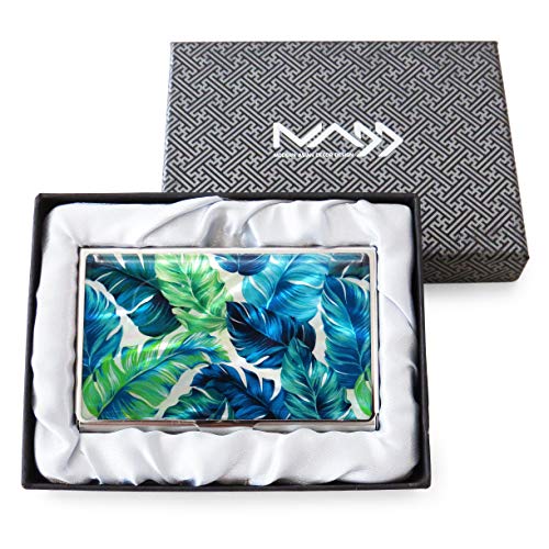 Business-Card-Case-Holder-Wallet-Mother-of-Pearl-Tropical-Leaves