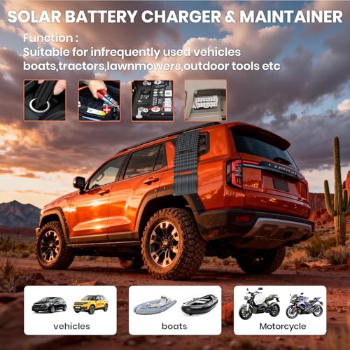 Flexsolar 15W Solar Autobattery Charger Solar Panel, IP67 Waterproof Solar Panel Portable Battery Charger with USB DC SAE Connection Cable for Car, Boat, Motorcycle, Trailer, etc