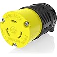 Journeyman-Pro NEMA L6-30R 30 Amp, 250 Volt, 2P, 3W, HJP-2623 Locking Female Plug Connector, Black Yellow Industrial Grade, Grounding 7500 Watts Generator (L6-30R Female Plug)