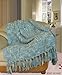 Home Soft Things Multi-Color Chenille Couch Throw Blanket, Light Blue, 50