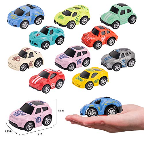image for Kilpkonn Race Car Toys Set, 10 Die-Cast Metal Cars, 8 Road Sign, Mini 