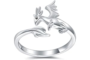 Bolelis 925 Sterling Silver Dragon Rings for Women - Cute Open Adjustable Dinosaur Ring Jewelry,Wrap Thumb Dragon Ring Christmas Gift for Girls