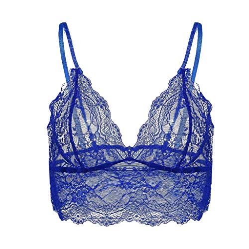 Fanteecy 5 Pieces Women Lace Bra Sexy Bralette Strappy Soft Bustier Lingerie Sexy V-Neck Underwear Tube Top Bra (Yellow Blue Wine White Black, S)