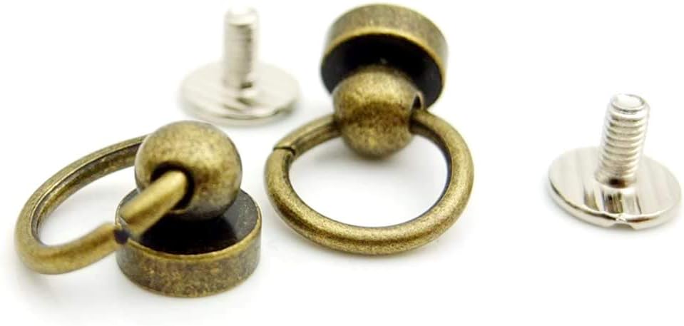 Bluemoona 50 Sets - Plated Brass Head Button O-ring 3/8" 10mm Stud Screwback with Screw (Bronze)