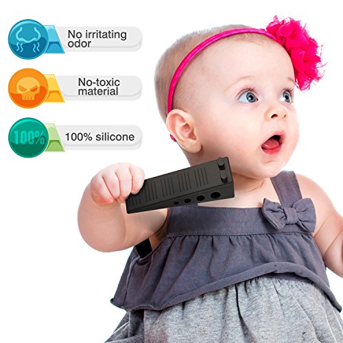 BearMoo Rubber Door Stopper, Chefic Flexible Door Stop Wedge 4 Pack, Smart Stackable Slip-Resistant Design, - 100% Non-Toxic Odorless Doorstop Works Perfectly on Most Floors