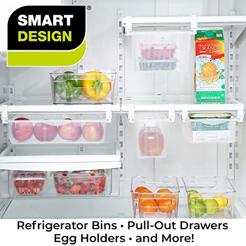 Smart Design Adjustable Sliding Pull Out Egg Drawer Holds 18 Eggs