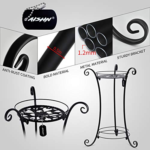 AISHN Classic Tall Plant Stand Art Flower Pot Holder Rack Planter Supports Garden & Home Decorative Pots Containers Stand (Black) - Thumbnail 4