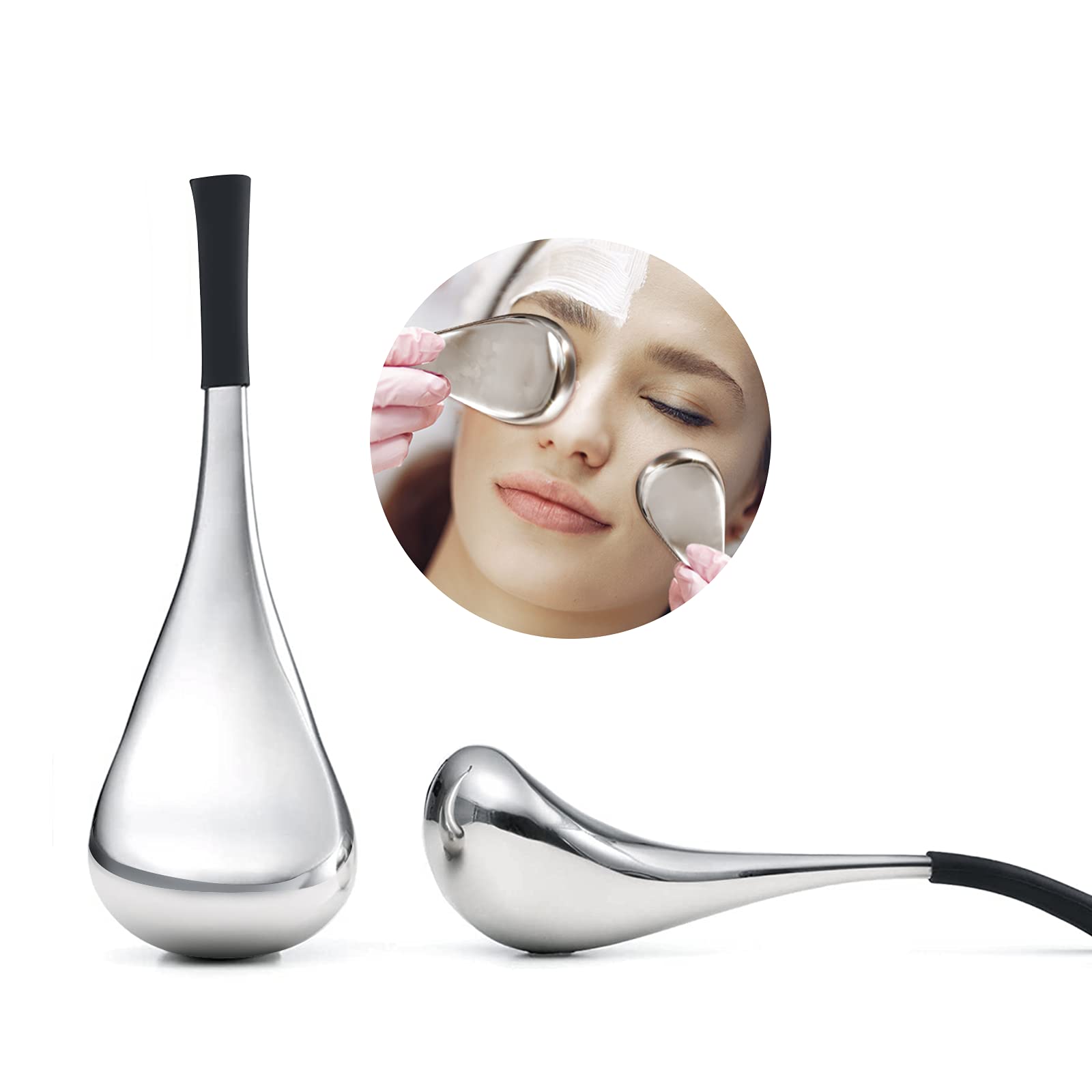 Ice Globes for Face and Eyes, Stainless Steel Cryo Sticks, Roller Gua Sha Scarping Tool for Spa Beauty Massage, Facial Skin Care Kits with Storage Case for Puffiness Reducing & Jawline Sculpting