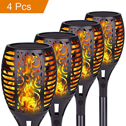 Solar Lights Outdoor Upgraded, Waterproof Solar Torch Light With Flickering Flame Lights Outdoor Solar Spotlights Landscape Decoration Lighting 96 LED Dusk to Dawn Auto On/Off Security Torch Light (4)