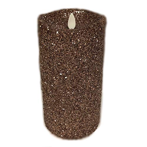 Luminara Vintage Chocolate Glitter 7" Flameless Pillar Candles w/Remote