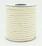 4mm Natural White Cotton Twisted Cord Craft Macrame Artisan String (20yards Spool)