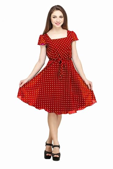 Blue Polka Dots Georgette Dress 