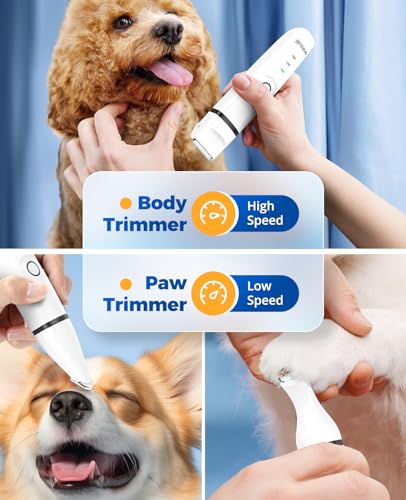 oneisall 4 in 1 Quiet Dog Cat Hair Clipper Rechargeable Clipper with 4 Multifunctional Full Body Trimmer Heads