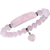 TUMBEELLUWA Healing Stone Bracelet 8mm Beads Chakra Crystal Energy Heart Charm Bracelet Handmade Jewelry for Women