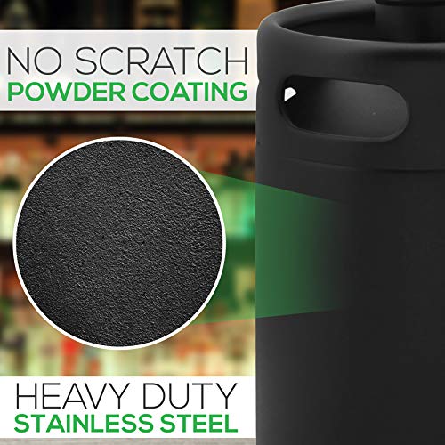 NutriChef-PKBRTP110-Mini-Keg-Detachable-Aluminum-Regulator-Spout-Easy-Storage-Under-Pressure-Homebrew-Growler-Beer-Dispenser-128oz-Powder-Coat-Black-Matte