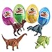 UNGLINGA Dinosaur Toys Filled Easter Eggs Hunting Easter Basket Stuffers Decorations for Kids Boys Girls (3.5 inch Pack of 4)
