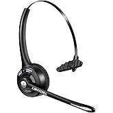 TECKNET Bluetooth Headset, Wireless Headset with Noise Canceling Microphone for Trucker, On-Ear Bluetooth Headphone with Mute Mic for Work