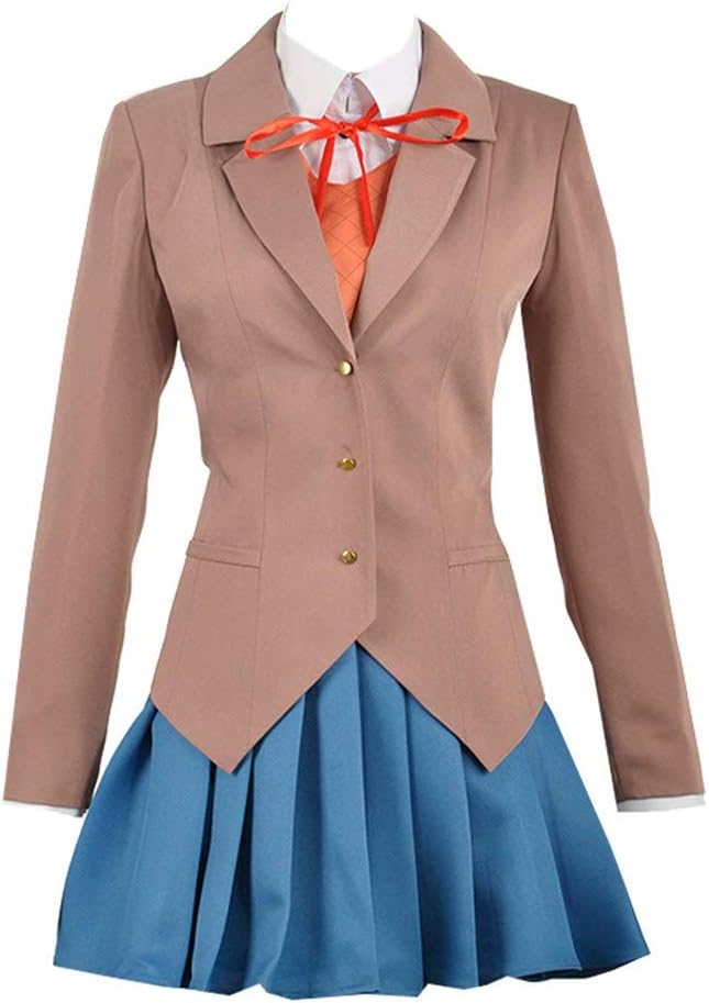 BellaPunkWomen Monika Costume Uniform Cosplay Clothing for Literature Club Halloween
