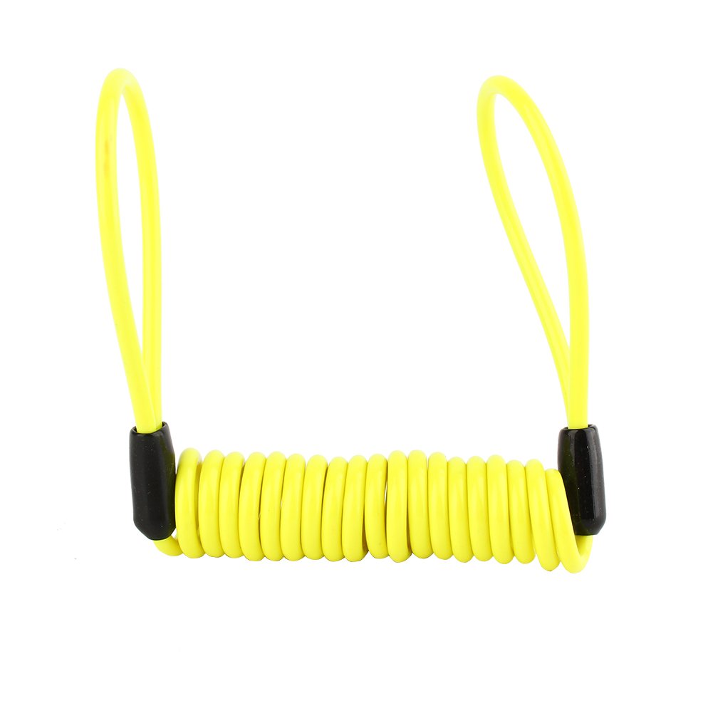 1.2m Motorcycle Reminder Cable, Disc Lock Cable, Alarm Lock Security Spring Reminder Cable for Scooter Motorcycle Bike Brake Disc, Lock Reminder Cable, Antitheft on Handlebar, Yellow