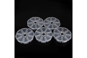 OrangeTag 5Pcs 8 Compartments Plastic Clear Round Craft Gem Beads Display Storage Case Box Organizer Container Divider Jewelry Box Sewing Box
