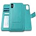 AMOVO [Upgraded] Case for iPhone Xs Max [2 in 1] iPhone Xs Max Wallet Case Detachable [Wireless Charging] [Vegan Leather] iPhone Xs Max Flip Case with Gift Box Package (XSMAX (6.5'') Aqua)