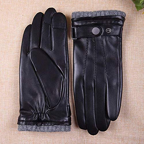 Men's Texting Touchscreen Winter Warm Nappa Leather Daily Dress Driving Gloves Wool/Cashmere Blend Cuff (10, Black (Cashmere&Wool Blend Lining))