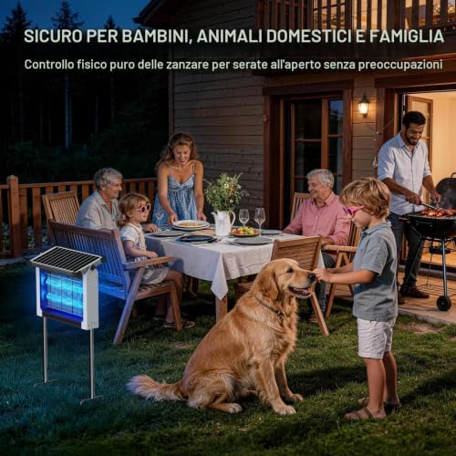 Lampada Antizanzare Solare da Esterno, Impermeabile IPX5 (Bianco)