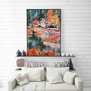 SIGNFORD Framed Canvas Home Artwork Decoration Golden Abstract...