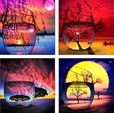 OurSuperDeals 4 Pack 5d Diamond Painting Kits for Adults Kids Set Cup Sunset Tree Full Drill Diamond dotz Kits for Home Wall Decor, 30x30CM/11.8X11.8inch (Set A)