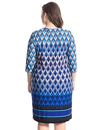 Chicwe - Vestido de cuello con abertura en el cuello para mujer, con borde de metal, hasta la rodilla, estilo informal y de trabajo