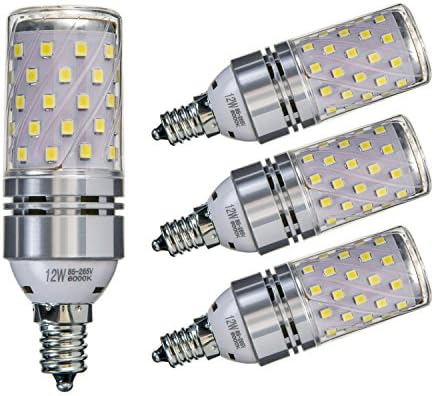 Sagel E12 LED Corn Bulbs, 12W LED Candelabra Light Bulbs 100 Watt Equivalent, 1200lm, Cool White 6000K LED Chandelier Bulbs, Base E12, Non-Dimmable LED Lamp, Pack of 4