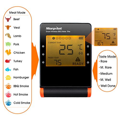 Wireless Meat Thermometer For Smoker, Bluetooth Probes Smart Remote