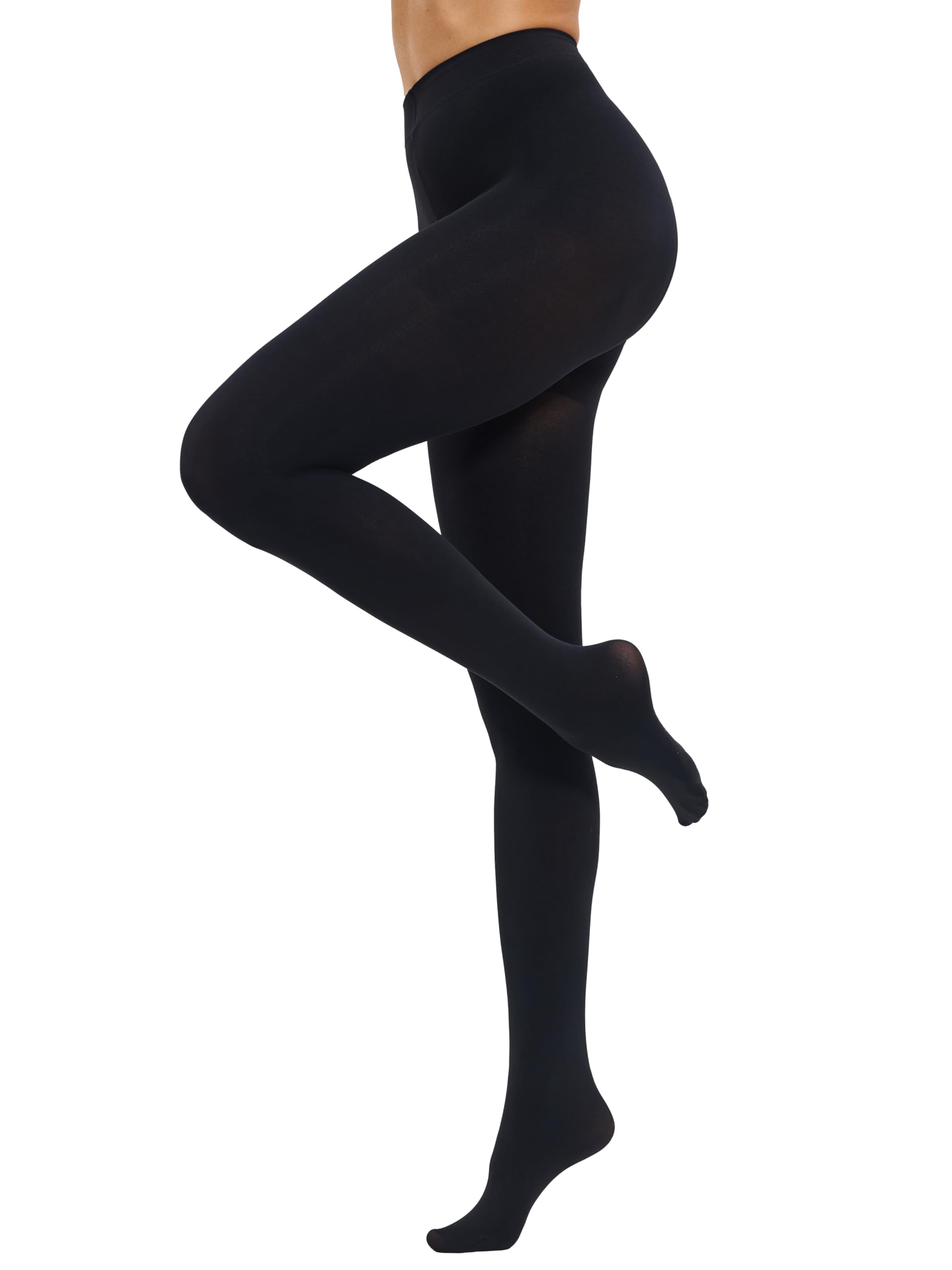 Photo 1 of CozyWow Women's 80D Soft Opaque Tights, High Waist Solid Color Womens Tights with 30+ Colors(L-XL, Black)