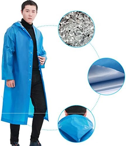 Zcx Raincoat Adult Outdoor Hiking Waterproof Raincoat Ladies Transparent Long Poncho Men's Hiking Tourism Windbreaker Raincoat Non-Disposable Raincoat Body Raincoat (Color : Blue)