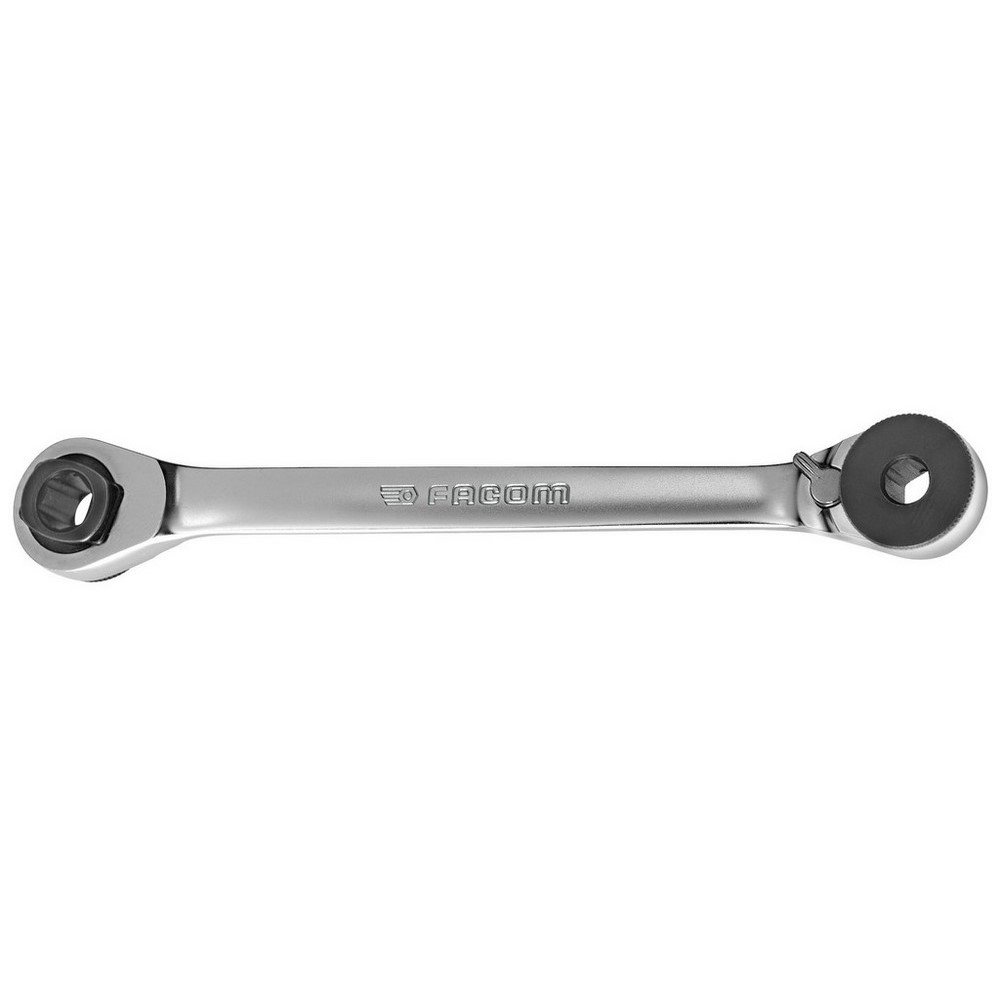 FACOM - 1/4 Inch/5/16 Inch Bit Support Ratchet Wrench - 65.PE - Suitable for Aeronautical Fasteners - Clip Support - 5° Angle of Return - 15° Angled and Knurled Head - Satin Chrome