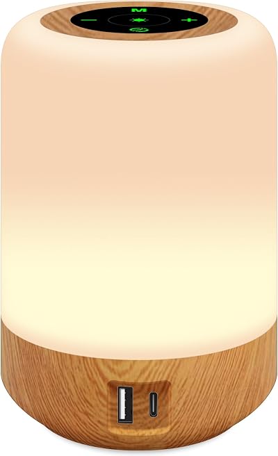 Salipt Bedside Lamp with USB-C USB-A 4-Port Charging Touch Control 8 Colors