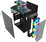 ATX Mid-Tower PC Case 6x 120mm ARGB Fans Tempered Glass USB 3.0 Gaming view 7