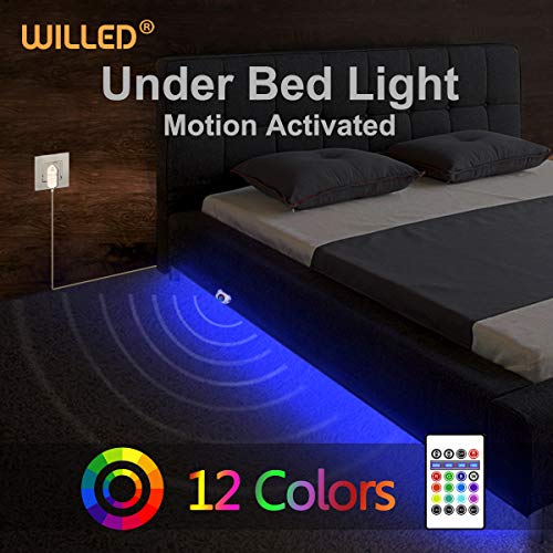 Under Bed Light, WILLED RGB Color Changing 5ft LED Strip with Motion Activated Sensor, RF Remote Controller Timer, Power Adapter for Bed, Stairs, Cabinet and Bathroom