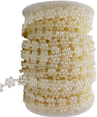 80Ft Ivory Acrylic Pearl Beads String Roll/Garland for Party, Christmas, Wedding,Centerpiece and Chandelier Decoration