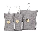 MODENA HANGING NATURALLY ACTIVATED CHARCOAL ODOR ABSORBER AND ELIMINATOR FOR SHOES, CARS & TRUCKS, CLOSETS, BATHROOMS, KITCHENS, AND MORE! (SET OF 3)