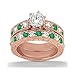 Heirloom Diamond and Emerald Engagement Ring and Wedding Band Womens 14k Rose Gold (1.75ct) GH/VS