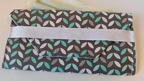 Tamponcase with ribbon closure- Small aqua leaves