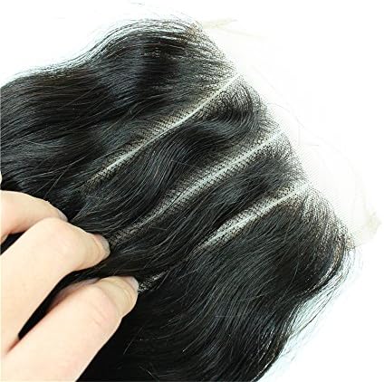 QDBowin Queen Hair 8A Brazilian Virgin Hair Three Part Lace Closure Body Wave Unprocessed Virgin Human Hair 8-24 inch Lace Closure Bleached knots (12)
