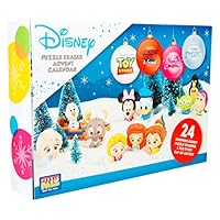 Sambro DIS-6975 Advent Calendar Puzzle Palz Eraser Toy Figures, Disney Frozen, Princess, Toy Story and Many More for Children from 3 Years Old Colourful