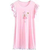 JWWN Girls Summer Princess Nightgown Dress Kid Modal Short Sleeve Pajama Sleepwear